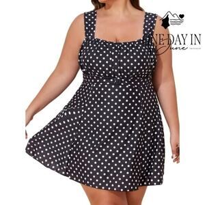 Smismivo Plus Size Polka Dot Swimdress One Piece Swimsuit Size 3XL